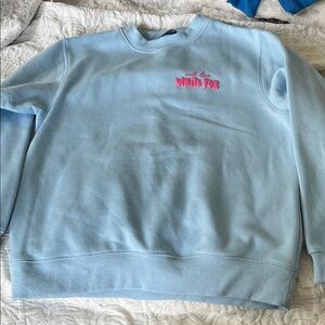 With Love white fox sweat shirt Light Blue and Pink